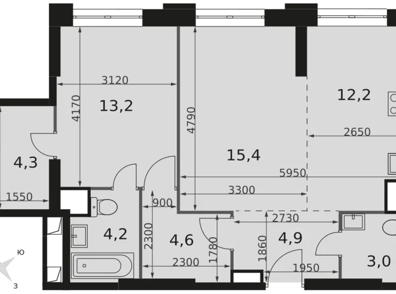 Appartement 2 chambres 62 m² Moscou, Russie