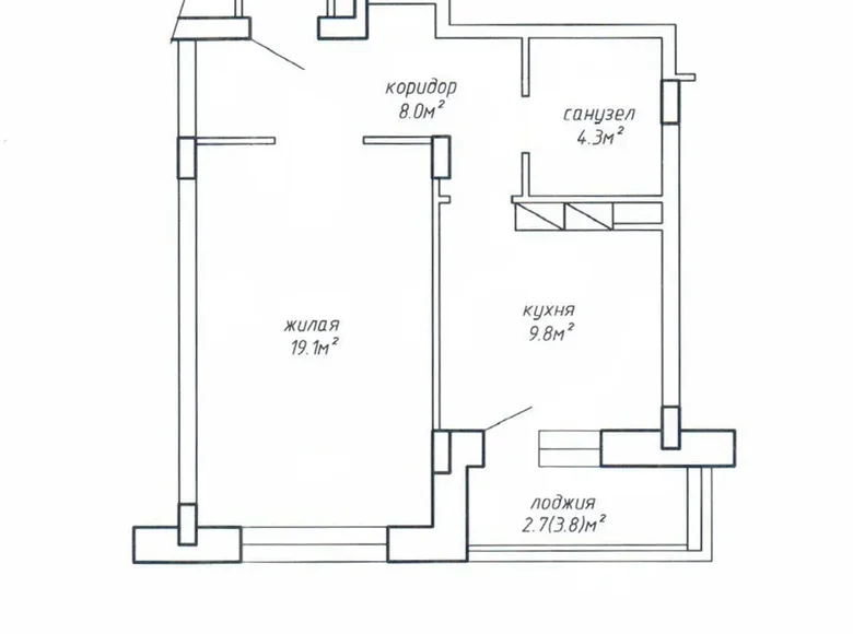 Apartamento 1 habitación 44 m² Minsk, Belarús