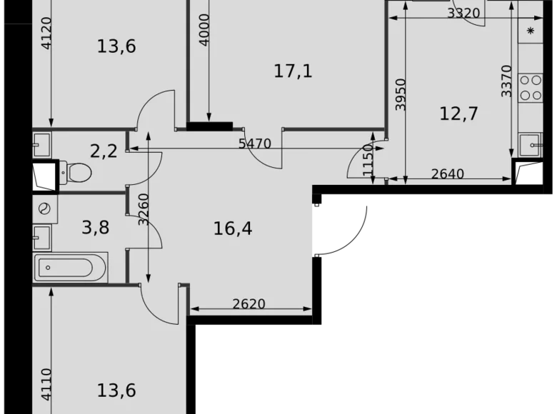 3 room apartment 82 m² Razvilka, Russia