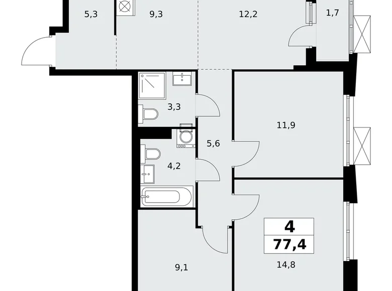 Wohnung 4 zimmer 77 m² Kommunarka, Russland