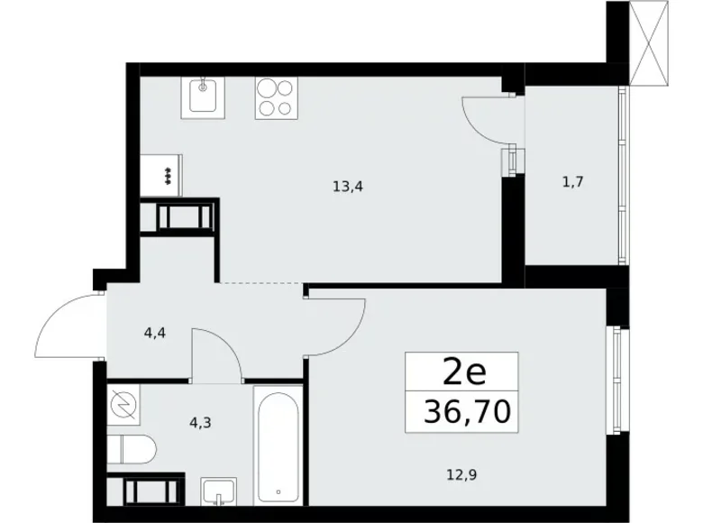 Квартира 1 комната 37 м² Красное Село, Россия