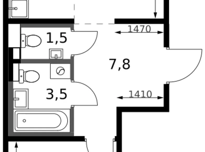 2 room apartment 50 m² Leninsky District, Russia