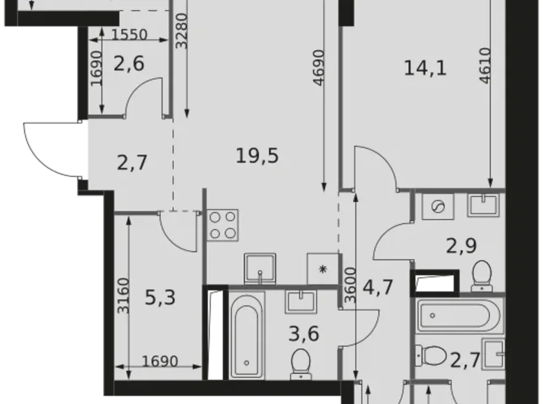 Mieszkanie 3 pokoi 87 m² Moskwa, Rosja