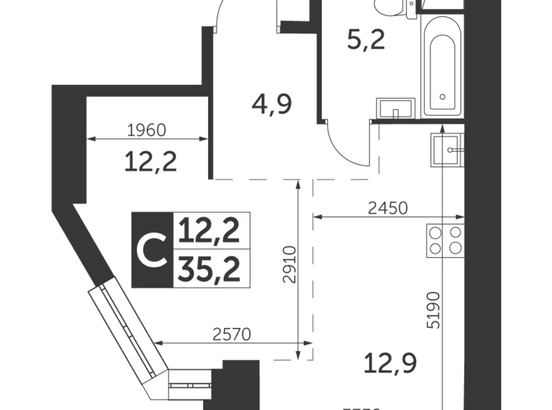 Estudio 1 habitación 35 m² Moscú, Rusia