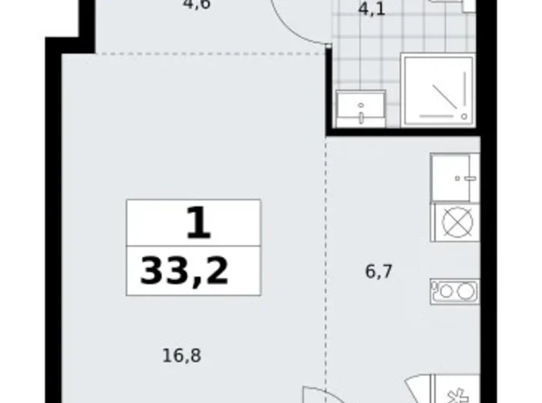 Квартира 1 комната 33 м² район Коммунарка, Россия