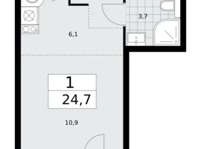 Wohnung 1 zimmer 25 m² Kommunarka, Russland