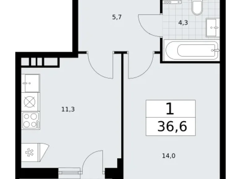 Appartement 1 chambre 37 m² Vnoukovo, Russie