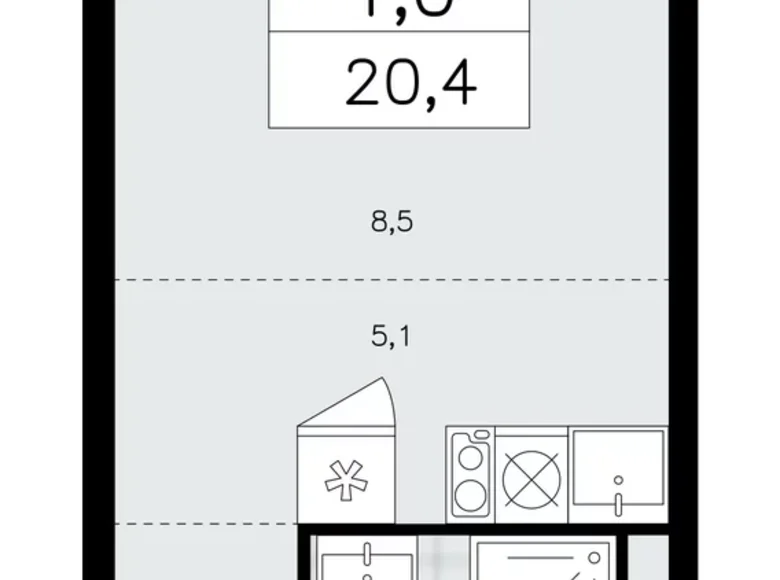 Wohnung 1 zimmer 20 m² Kommunarka, Russland