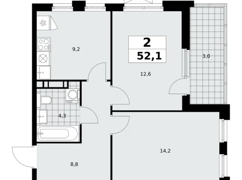 Apartamento 2 habitaciones 52 m² Kommunarka, Rusia