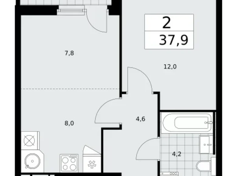 Wohnung 2 zimmer 38 m² Kommunarka, Russland