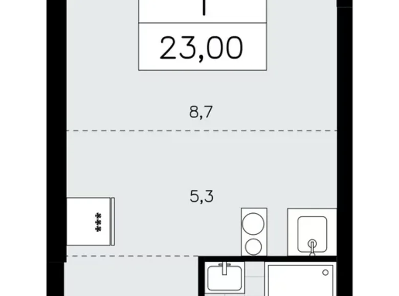 Mieszkanie 1 pokój 23 m² Kommunarka, Rosja