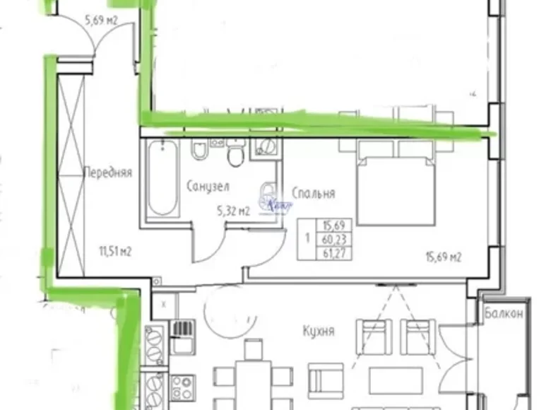 Mieszkanie 1 pokój 62 m² Królewiec, Rosja