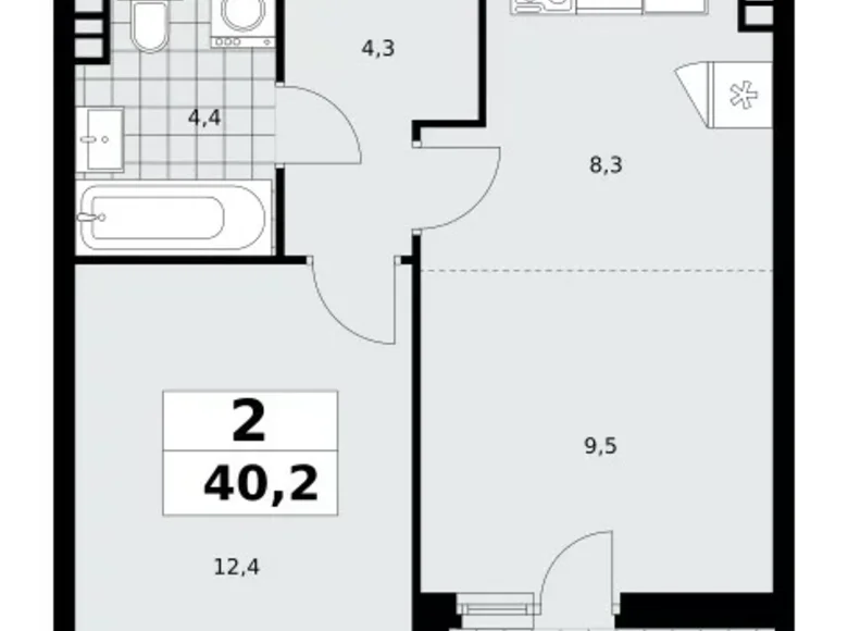 Квартира 2 комнаты 40 м² район Коммунарка, Россия