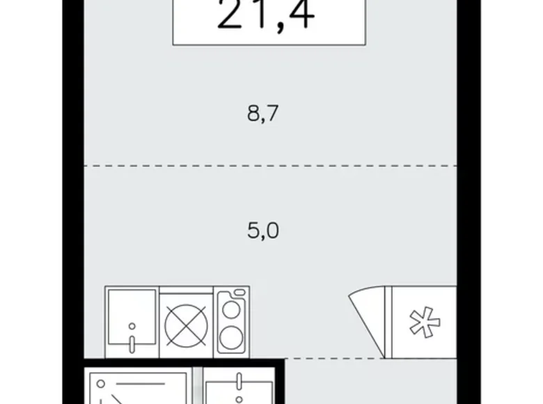 1 room apartment 21 m² Kommunarka, Russia