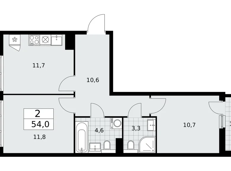 Wohnung 2 zimmer 54 m² Kommunarka, Russland