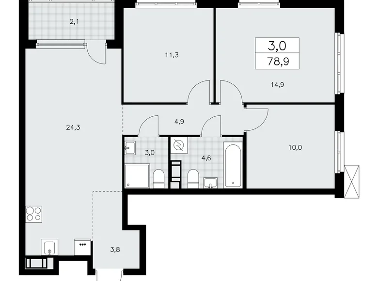 Квартира 3 комнаты 79 м² Красное Село, Россия