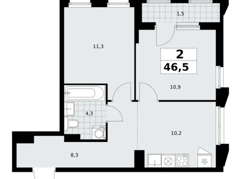 Appartement 2 chambres 47 m² Troïtsk, Russie