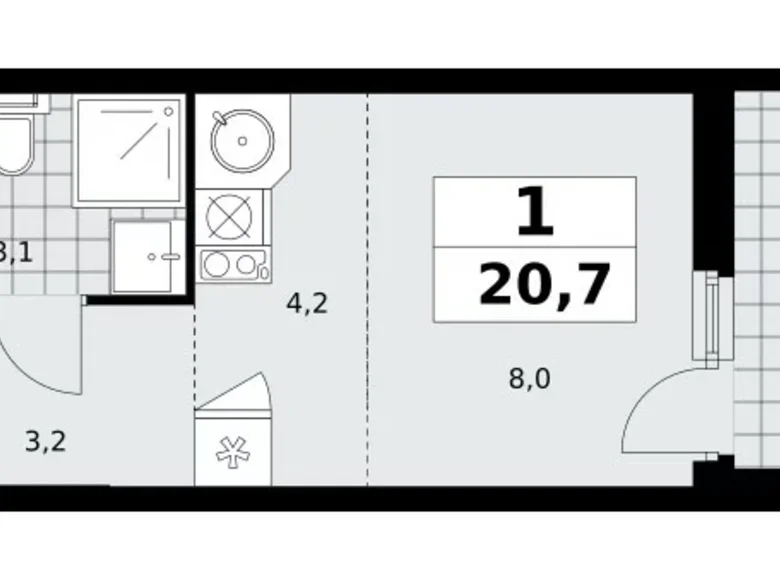 Wohnung 1 zimmer 21 m² Kommunarka, Russland