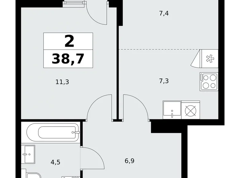 Appartement 2 chambres 39 m² Kommunarka, Russie