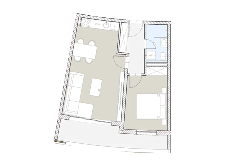 Mieszkanie 1 pokój 54 m² Boreti, Czarnogóra