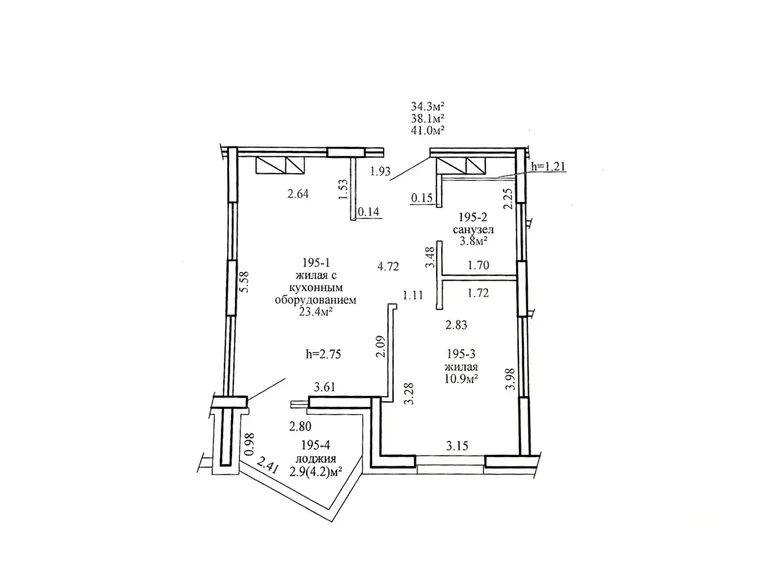 1 bedroom apartment 41 m² Minsk, Belarus