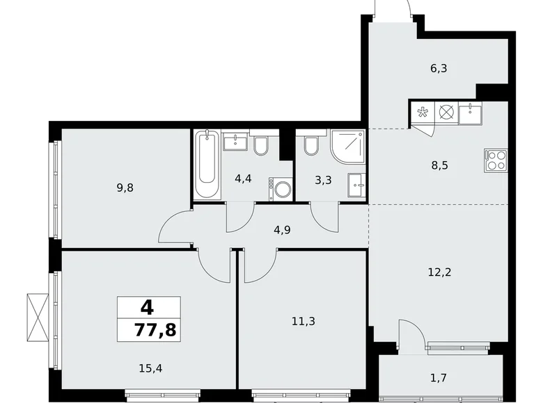 Apartamento 4 habitaciones 78 m² Kommunarka, Rusia