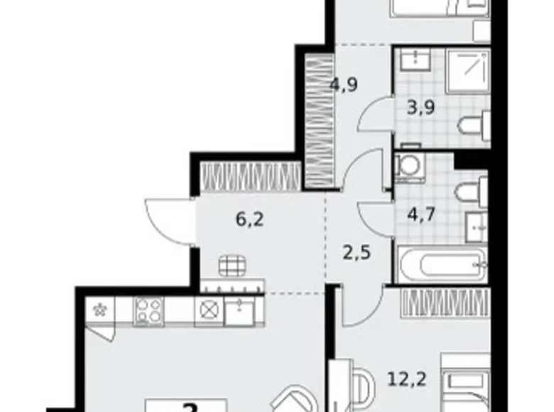 Wohnung 2 zimmer 77 m² Kommunarka, Russland
