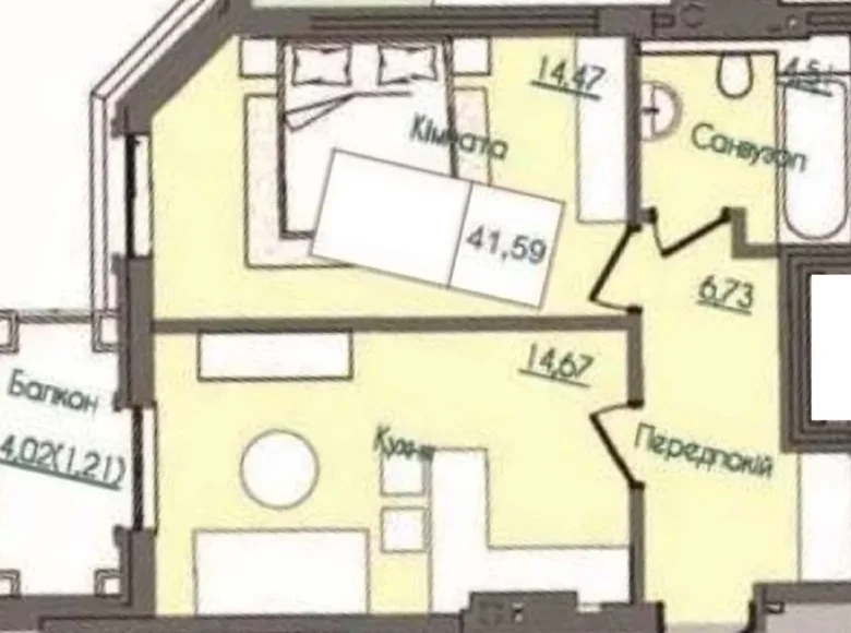 Квартира 1 комната 42 м² Одесса, Украина