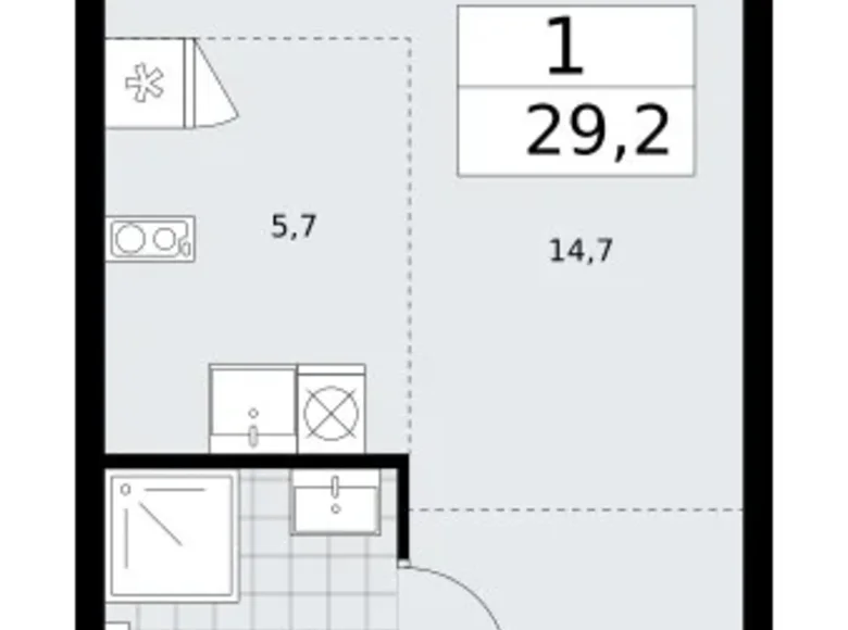 Mieszkanie 1 pokój 29 m² Troick, Rosja