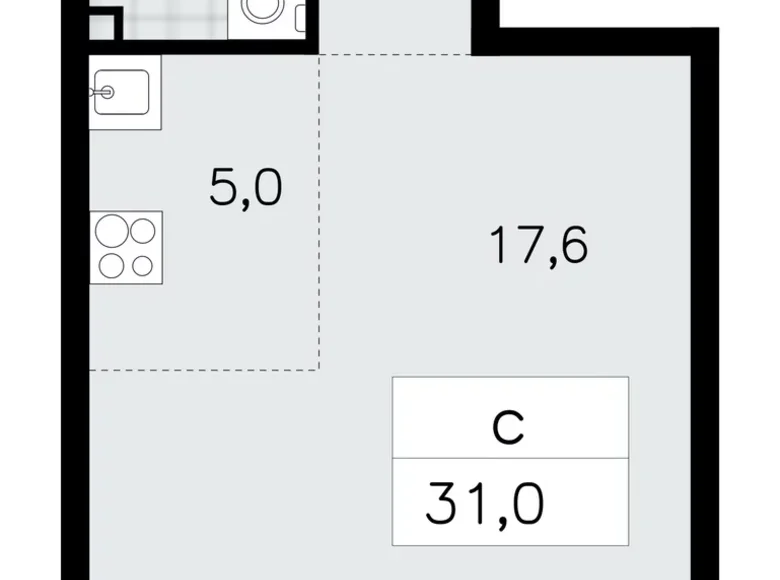 Apartamento 1 habitación 31 m² Vsevolozhsk, Rusia