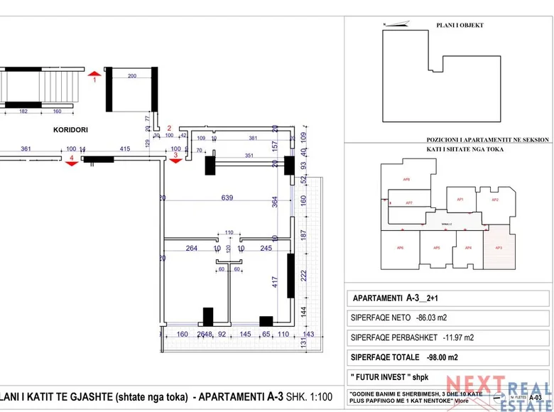 Mieszkanie 3 pokoi 86 m² Bashkia Vlore, Albania