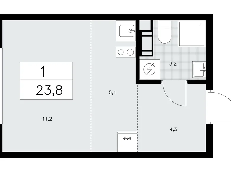 1 room apartment 24 m² Krasnoye Selo, Russia