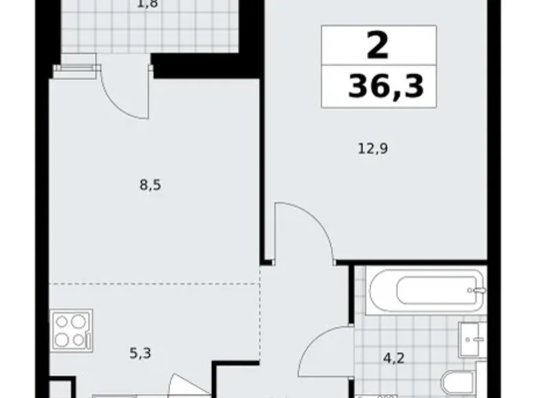 Mieszkanie 2 pokoi 36 m² Kommunarka, Rosja