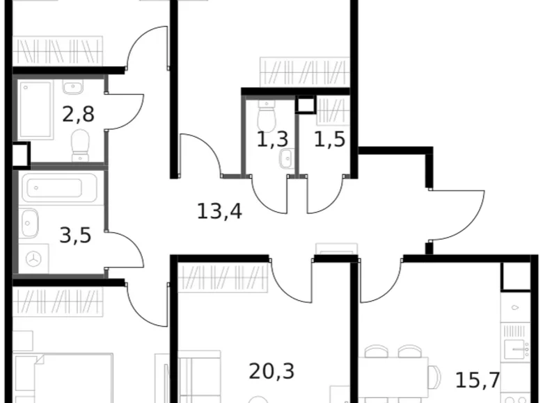 Appartement 4 chambres 110 m² Moscou, Russie