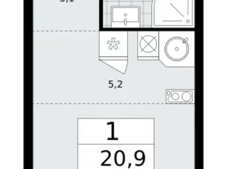 Wohnung 1 zimmer 21 m² Kommunarka, Russland