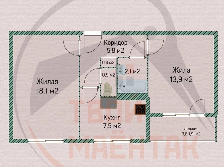 Apartamento 2 habitaciones 49 m² Minsk, Belarús