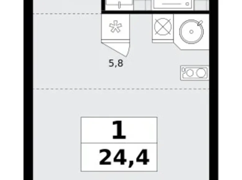 Wohnung 1 zimmer 24 m² Kommunarka, Russland