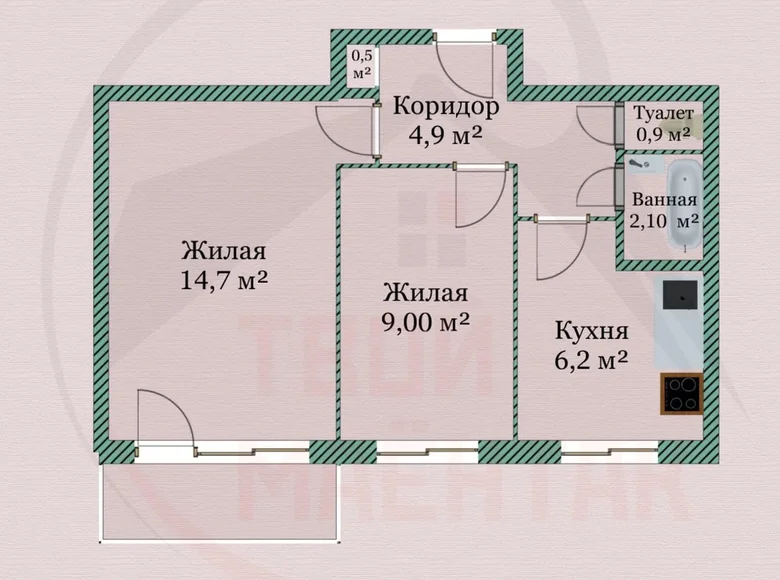 Appartement 2 chambres 38 m² Minsk, Bélarus