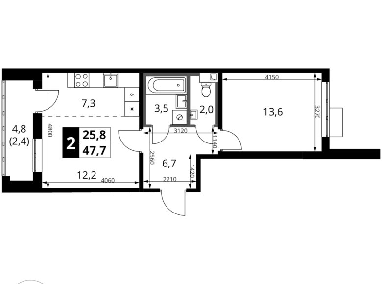 Квартира 2 комнаты 48 м² Химки, Россия