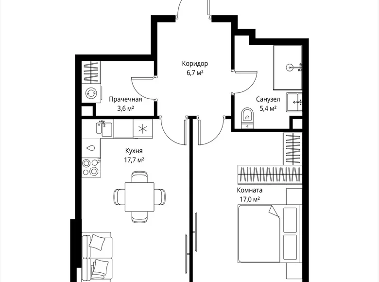 Apartamento 1 habitación 50 m² Moscú, Rusia