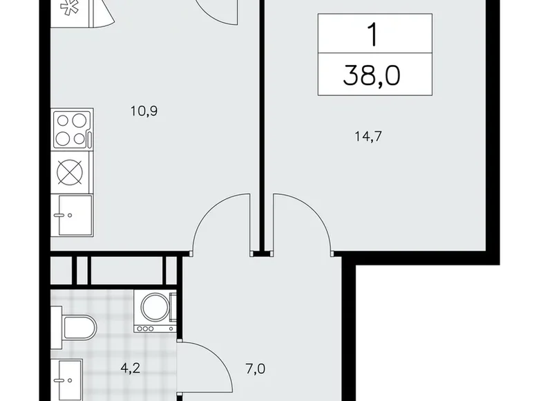 Wohnung 1 zimmer 38 m² Kommunarka, Russland