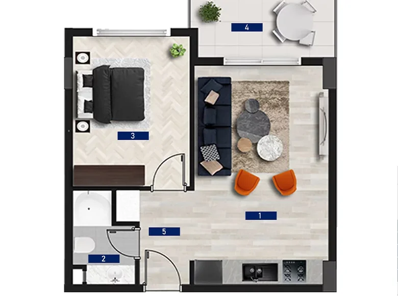 2 room apartment 50 m² Alanya, Turkey