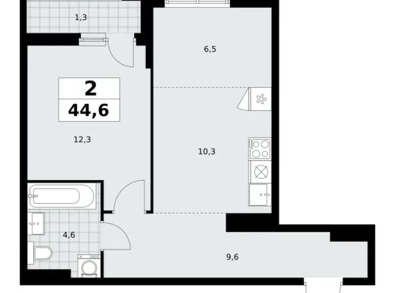 Квартира 2 комнаты 45 м² район Коммунарка, Россия