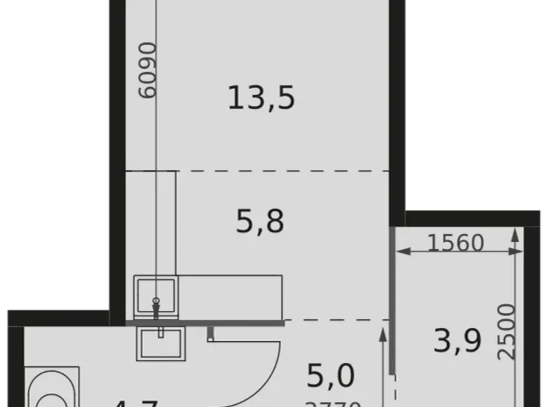 1 room studio apartment 33 m² Moscow, Russia