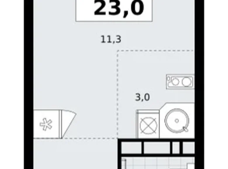 Wohnung 1 zimmer 23 m² Wnukowo, Russland