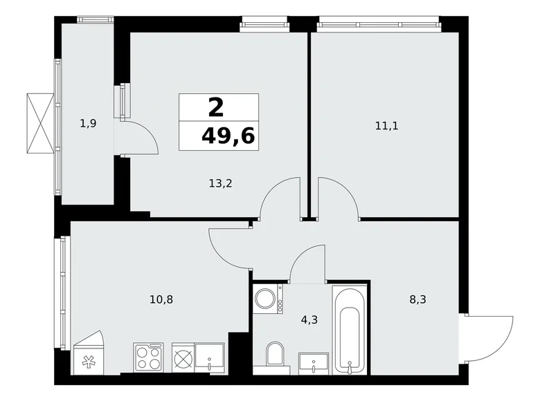 Appartement 2 chambres 50 m² Kommunarka, Russie