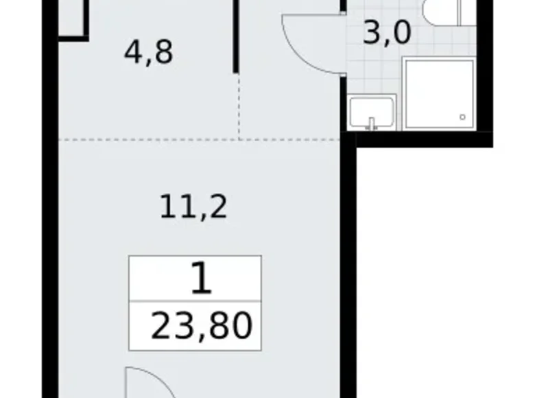 1 room apartment 24 m² Kommunarka, Russia