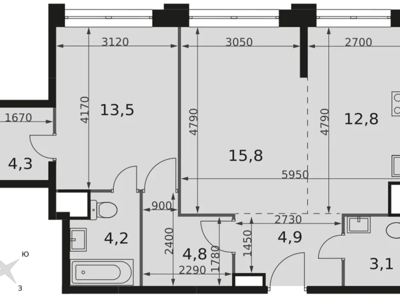 Apartamento 2 habitaciones 63 m² Moscú, Rusia