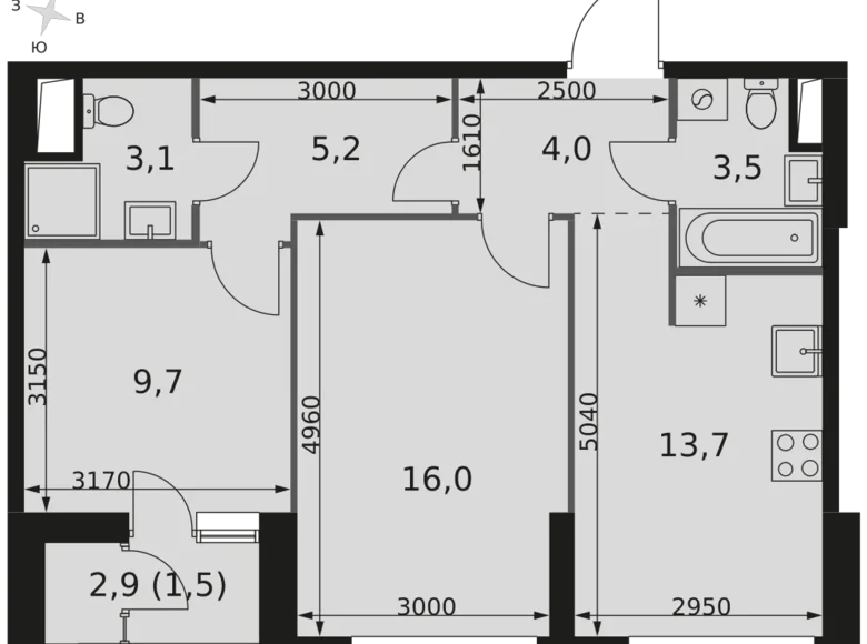 Apartamento 2 habitaciones 57 m² Moscú, Rusia