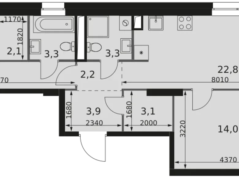 Wohnung 2 zimmer 69 m² Moskau, Russland